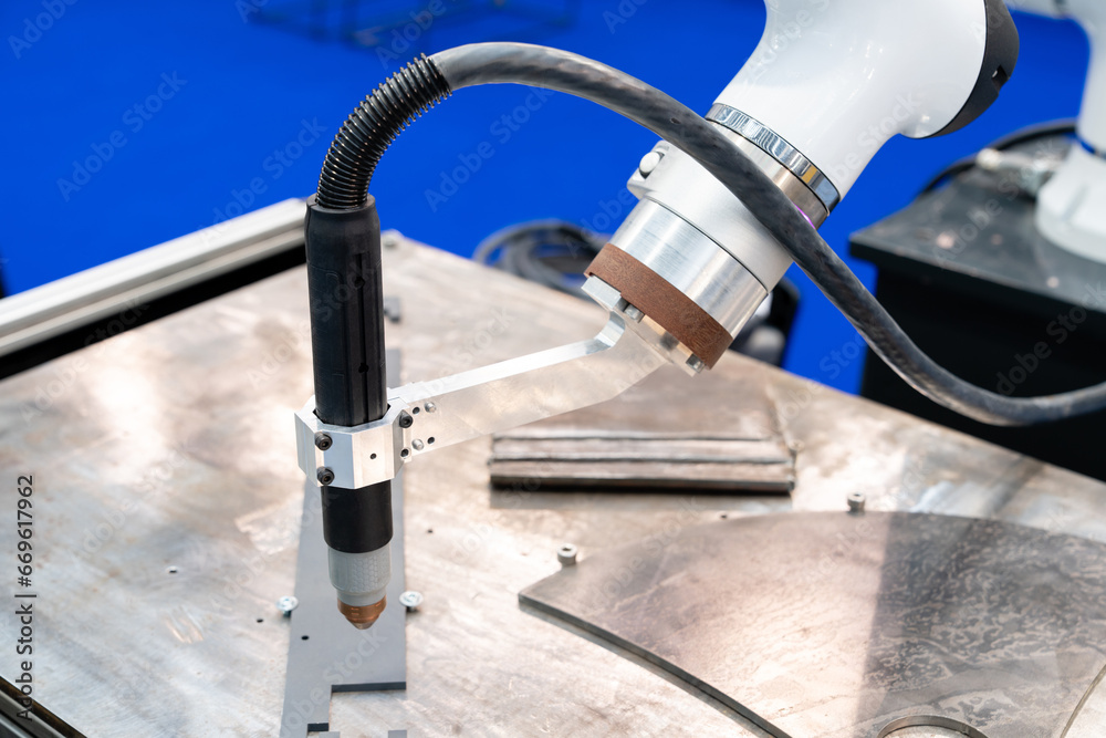 Leinwandbilder automatic welding robot in a modern factory in operation