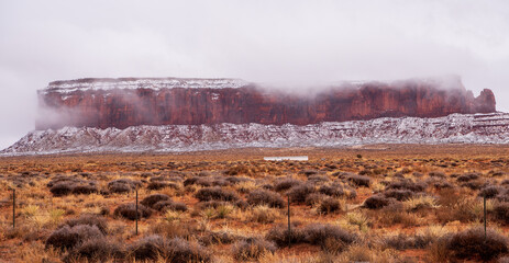 Sentinel Mesa in the Clouds, Monument Valley, Navajo Nation