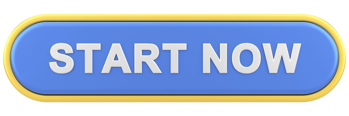 Start now button. 3D illustration.