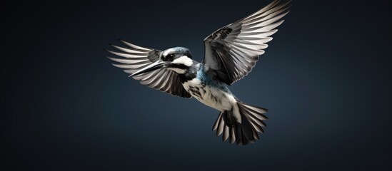 Active pied kingfisher - obrazy, fototapety, plakaty