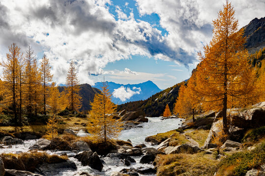 Locality Preda rossa in Val Masino, Valtellina, Italy, autumn view