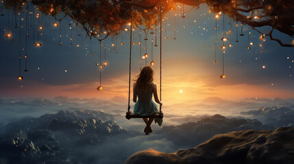 Suspended Swing Daydream": Floating above the world, lost in a daydream of calm