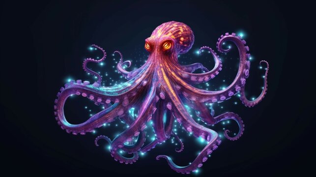 An octopus with light that is in the digital world generative ai