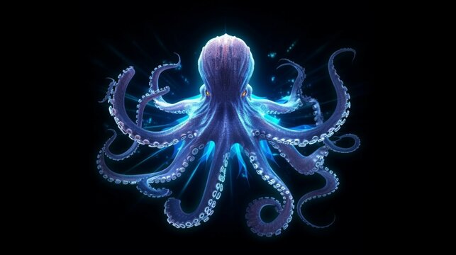 An octopus with light that is in the digital world generative ai
