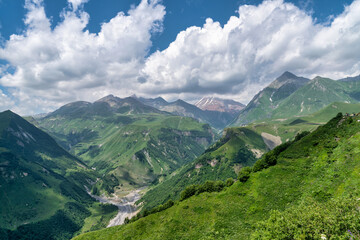 Naklejka premium Caucasus Mountains in Kazbegi, Georgia