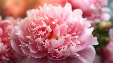 Beautiful pink peony background Blooming peony flower generative ai