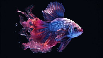 bioluminescent beautiful and feminine beta fish with generative ai