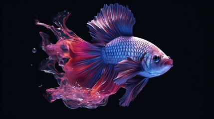 Fototapeta premium bioluminescent beautiful and feminine beta fish with generative ai