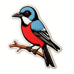 Obraz premium 1960s Retro American Cartoon Bird Sticker in Bold, Vibrated Colors