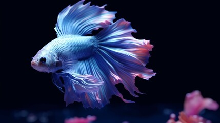 Fototapeta premium bioluminescent beautiful and feminine beta fish with generative ai