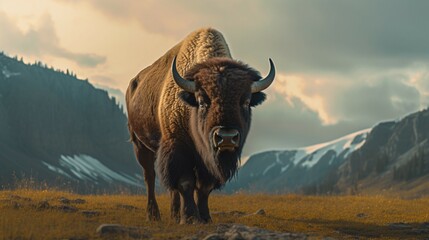 bison in photo mode UHD 8k generative ai