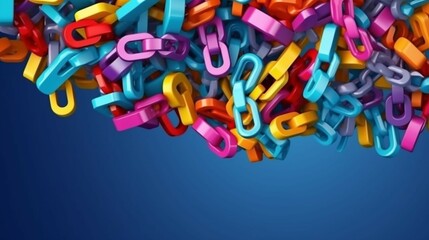 Blockchain link banner in 3D cartoon plastic style generative ai