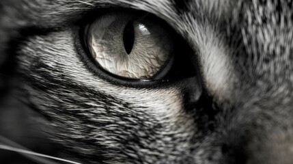 Cat eyes black and white photo generative ai