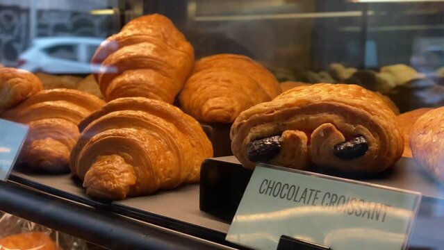 close shot of a croissant food on local market