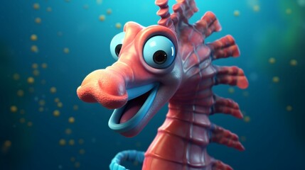 Obraz na płótnie Canvas 3D render of a detailed cute sea horse generative ai