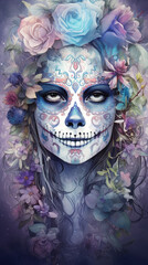 Sugar Skull Mask with flowers