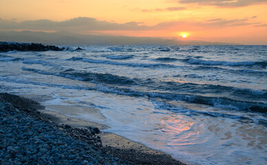 sea ​​waves mountains beach of the Mediterranean coast on the island of Cyprus 2
