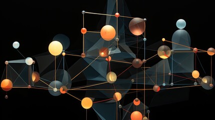 AI-generated abstract illustration of nodes and connectors. MidJourney.