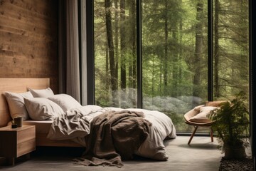 Autumnal Haven: Cozy Minimalist Bedroom in Modern Rustic Scandinavian Style