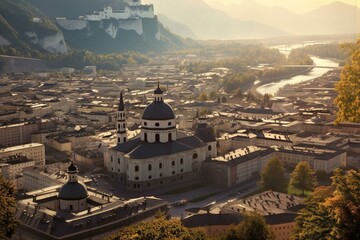 Fototapeta premium The name of an Austrian city in the state of Salzburg. Generative AI