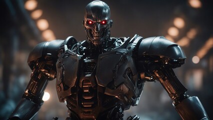 cyborg, flesh fallen off showing robot under the flesh,               Science fiction