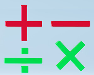 3d mathematical shape (Plus, minus, multiply, divide)