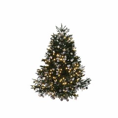 Christmas tree with decorations, isolated on white background, 3D illustration, cg render