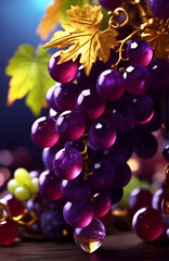 金の葉で装飾されたクリスタル製の葡萄