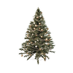 Christmas tree with decorations, isolate on a transparent background, 3d illustration, cg render