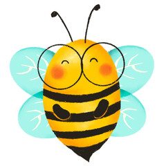 Vector honey bee cute bee happy spring sticker sheet png.