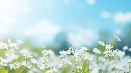 Beautiful blurred meadow background nature on a sunny day