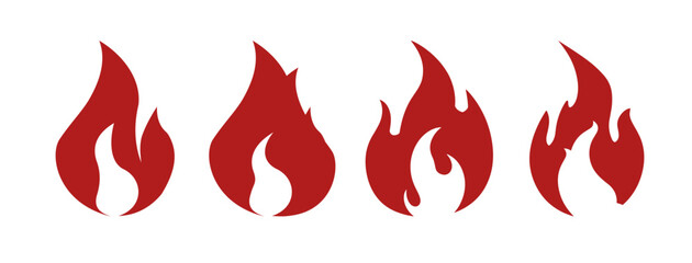  fire flame icons set. Fire, bonfire symbols.
