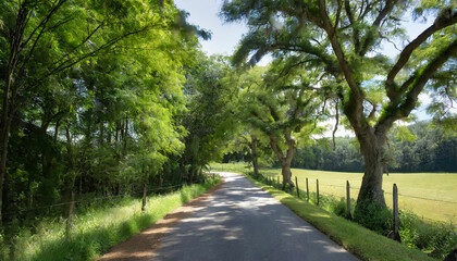 Fototapeta na wymiar A Beautiful Road Through Lush Greenery