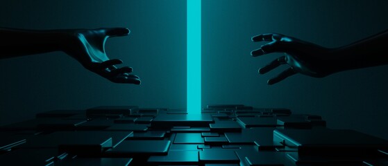 3d illustration rendering of technology futuristic cyberpunk display, gaming scifi stage pedestal background © issaronow