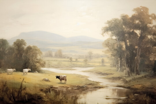 Cows Oil Painting 2