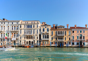 traitional Venice houses over water of canal, Italy