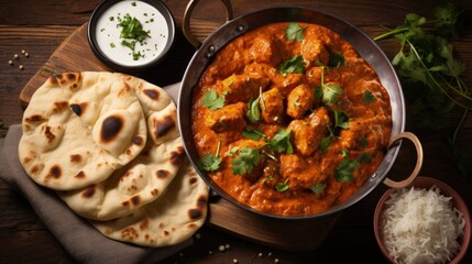chicken curry serve with naan or plain basmati rice