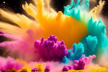 Fototapeta na wymiar abstract colorful particles and sprinkle powder explosion for holiday celebration like holi festival. AI Generated
