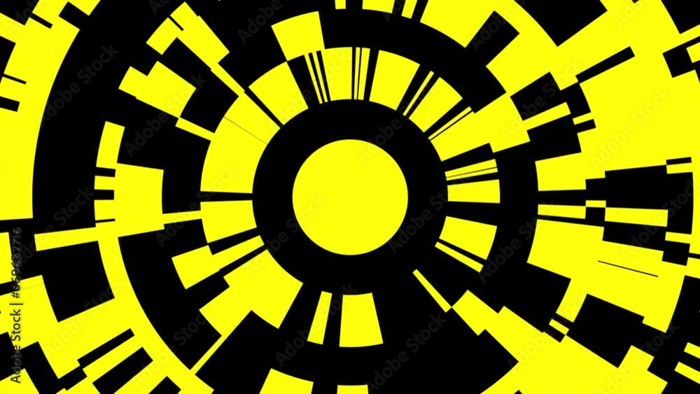 Poster yellow-black circular rotating background. footage for creating an intro. rendering animation.
