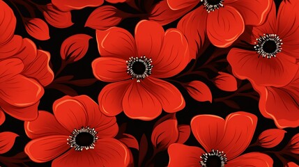 seamless pattern with red poppies