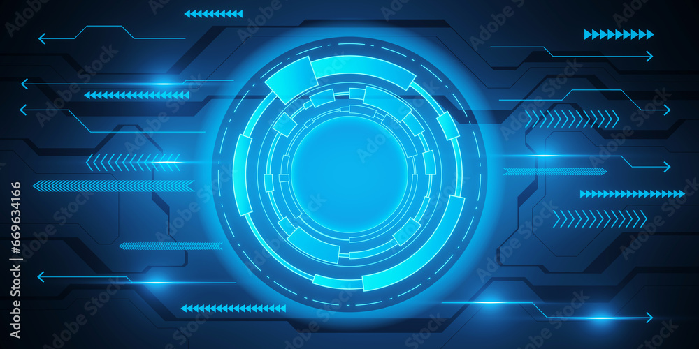 Poster creative blue hi-tech background. landing page concept. 3d rendering.