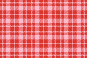 Plaid background, check seamless pattern in red. Vector fabric texture for textile print, wrapping paper, gift card or wallpaper.
