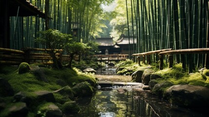 Fototapeta premium Japanese bamboo in garden of Kyoto temple