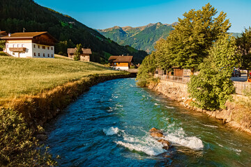 Alpine summer view at St Johann, San Giovanni, Ahrntal valley, Pustertal, Trentino, Bozen, South Tyrol, Italy
