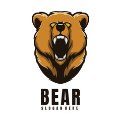 Illustration Head Bear Mascot Logo
