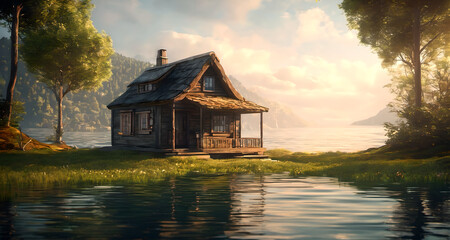 House near a lake