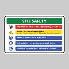 Site Safety Warning Sign Notice Boards ISO 7010 Dangerous Site, Construction Signs