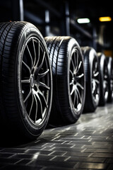 Automobile tires in the service station