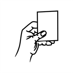 line art illustration of a hand holding a card for an icon or logo