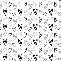 Heart shape vector seamless pattern doodle abstract background illustration